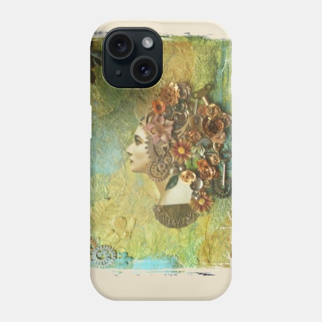 Steampunk woman painting square Phone Case by farq