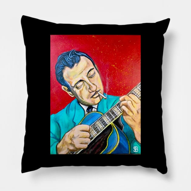 Django Reinhardt Pillow by StewStudio