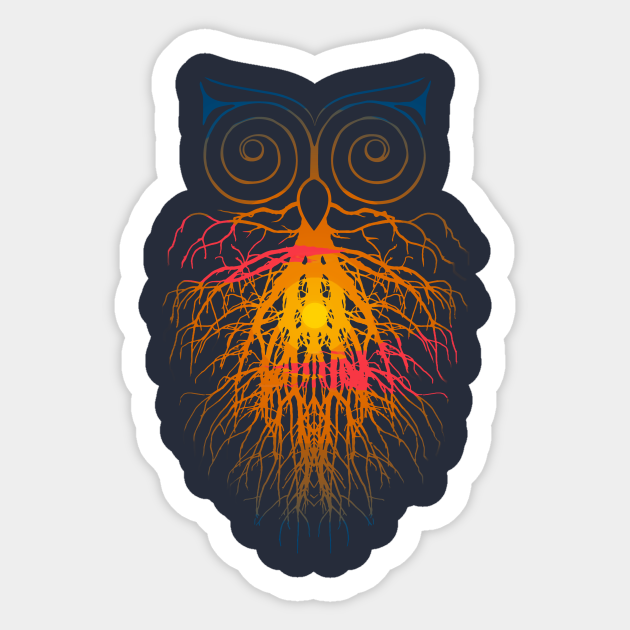 The Night is over, The Sun is Rise, Owl is sleepy - Sunset - Sticker