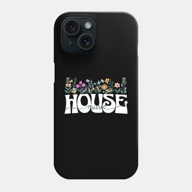 HOUSE MUSIC  - Beats In Bloom (white/green/purple) Phone Case by DISCOTHREADZ 