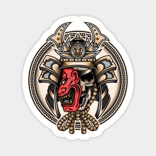 Samurai With Hannya Mask Illustration Magnet