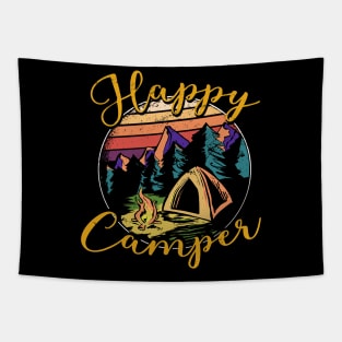 Happy Camper Quote Artwork - Adventure Lover Tapestry