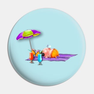 Pig on a Beach Blanket Pin