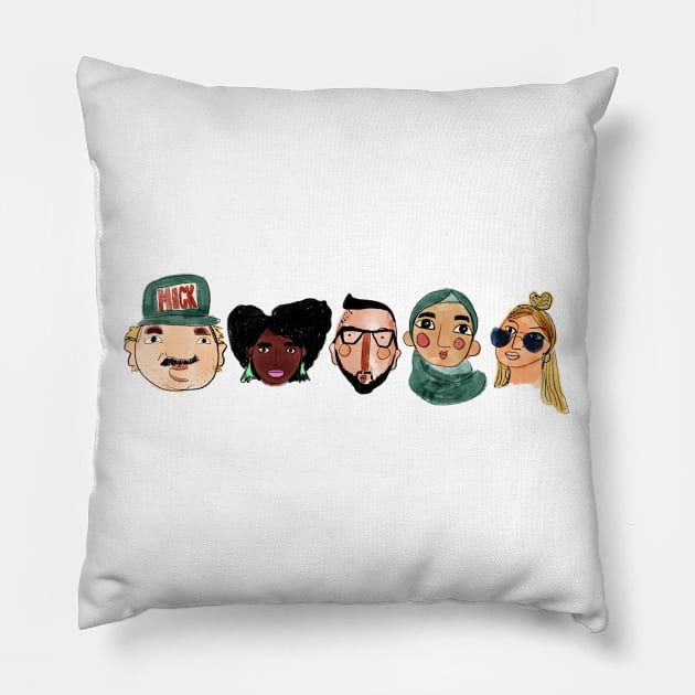 Faces Pillow by Mary Mastren