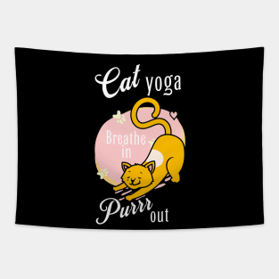 Cute Cat Yoga Design Tapestry