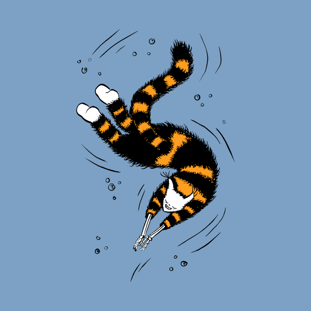 Weird Cat With Bone Hands Swimming by Boriana Giormova