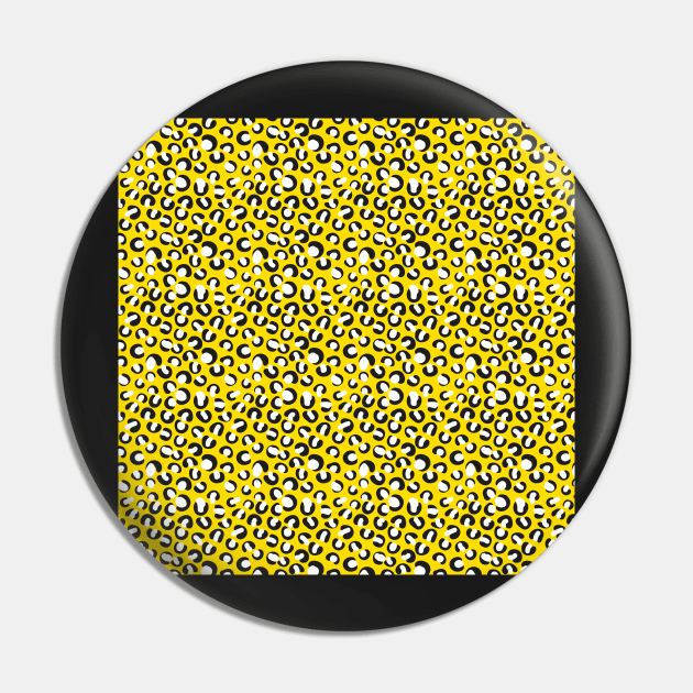 Yellow and Black Bumble Bee Pattern Pin by greenoriginals