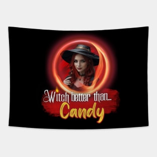 Red Witch Better than Halloween Candy Tapestry