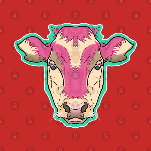 Strawberry cow symmetrical portrait style by illustratelaw