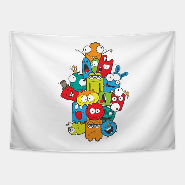 A gang of cartoon characters Tapestry by Digster