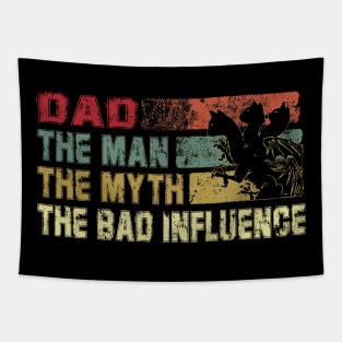 Mens Uncle the Man the Myth the Bad Influence Vintage Cat Father's Day Gift Dad Tapestry