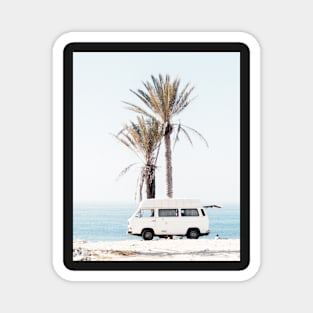 Coastal, Travelling car, Palms, Beach art Sea, Ocean, Fashion art, Modern art, Wall art, Print, Minimalistic, Modern Magnet