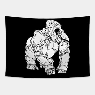 RoboGorilla (white shape) Tapestry