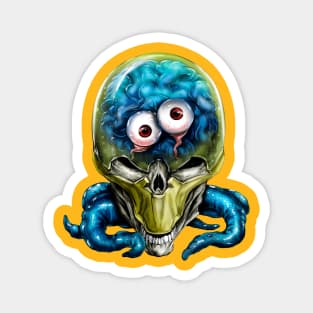 alien skull with eyes and tentacles Magnet