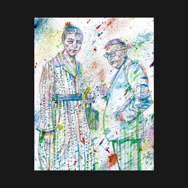 SARTRE and SIMONE DE BEAUVOIR watercolor portrait .2 by lautir