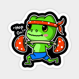 Goblincore Frog and Mushroom Weightlifting Magnet