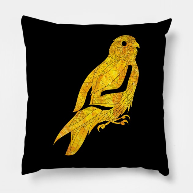 peregrine falcon in golden pattern ecopop Pillow by jorge_lebeau