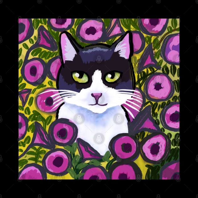 Cat in a flower field by Art by Ergate