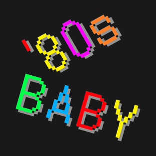 '80s Baby. Colorful Retro Design.  (Black Background) T-Shirt