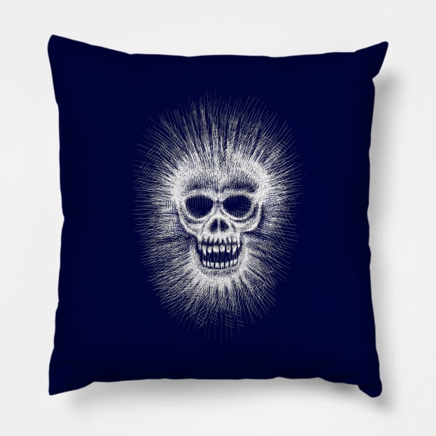 White skull head hand drawn Pillow by tsign703