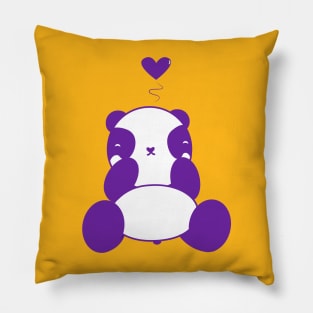 Cute Purple Panda With Heart Pillow