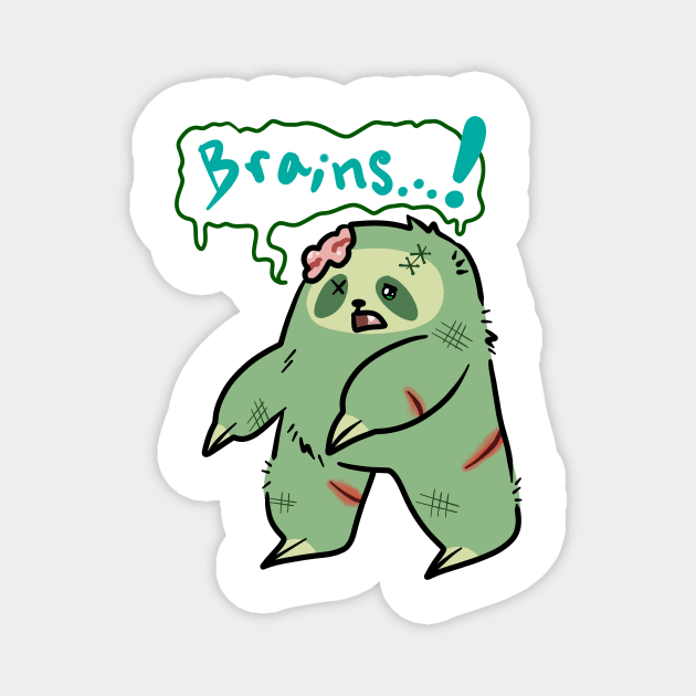 Zombie Sloth - Brains! Magnet by saradaboru