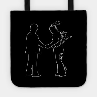 Pink Floyd Wish You Were Here Minimalistic White on Black Tote