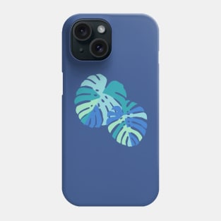 Monstera Leaves - Blue Phone Case