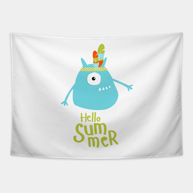 funny green monster Tapestry by olya_utchenko