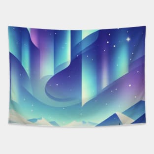 Northern Lights Design With Stars Tapestry