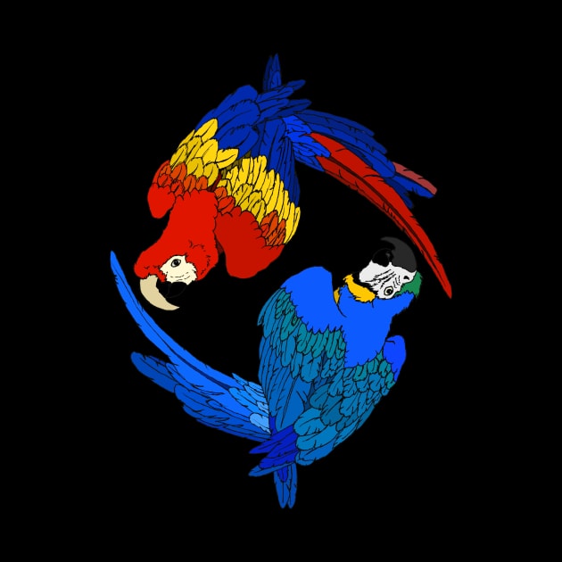 Scarlet and Blue & Gold Macaws by Tinker and Bone Studio