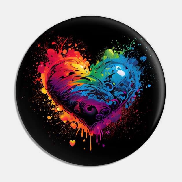 Heart with splatters in neon colors Pin by Art8085