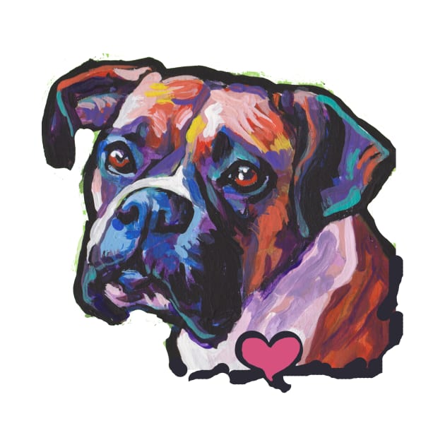 BOXER Dog Bright colorful pop dog art by bentnotbroken11