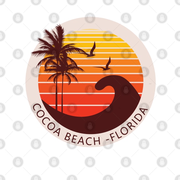 Cocoa Beach Florida Retro Sunset Design by AdrianaHolmesArt