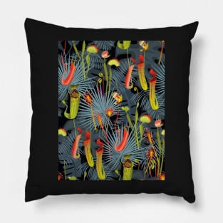 Nocturnal carnivorous flora gray-red Pillow