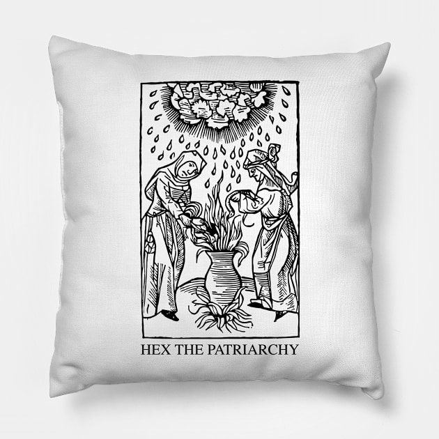 Hex The Patriarchy Medieval Witches Pillow by prizprazpruz