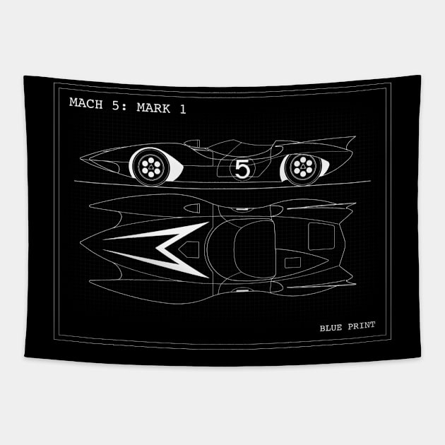 MACH 5 BLUEPRINT Tapestry by eternal sunshine