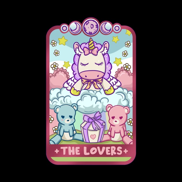 The Lovers - Cute Kawaii Anime Tarot Card T-Shirt by biNutz