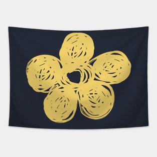 Yellow Chalkboard Flower Doodle Tapestry