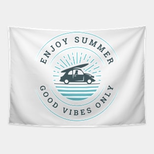 Blue Circle Summer Holidays T-Shirt Design Tapestry