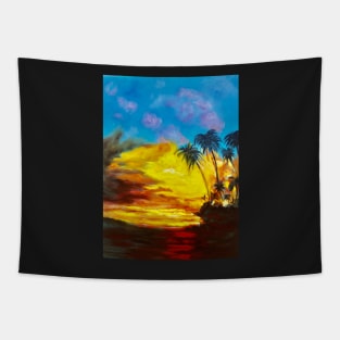 Fire Sunset in Hawaii Tapestry