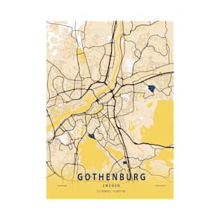 Gothenburg - Sweden Yellow City Map T-Shirt