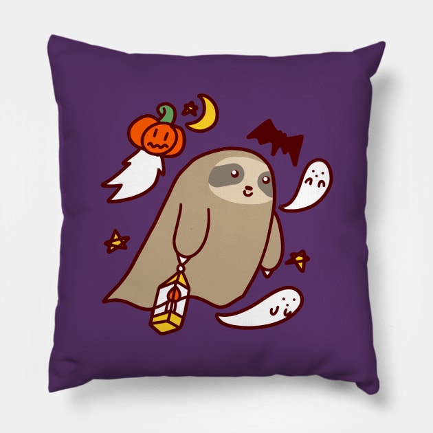 Halloween Ghost Sloth Pillow by saradaboru