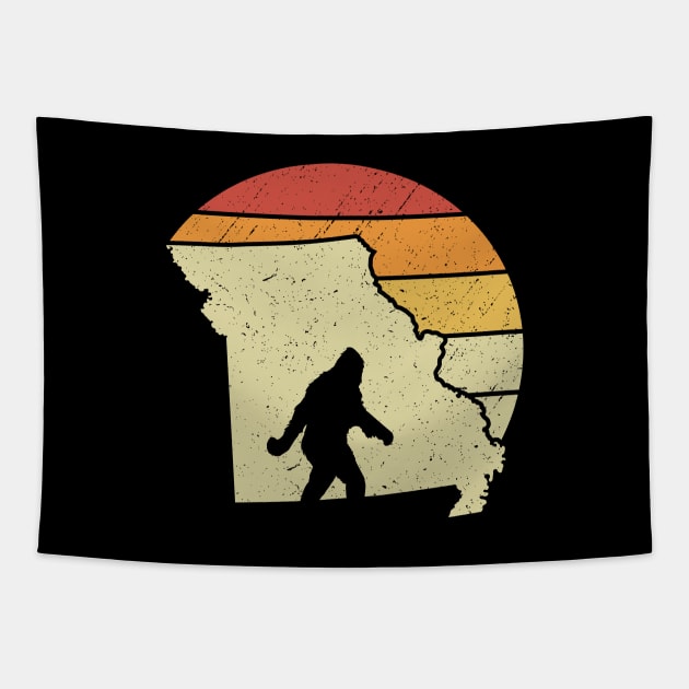 Arkansas Bigfoot Retro Sunset Tapestry by Tesszero