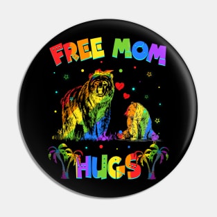 Free Mom Hugs Bear LGBT Pride Pin