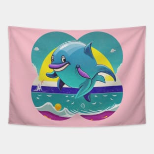 Happy jumping dolphin Tapestry