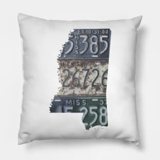 Vintage Mississippi License Plates Pillow