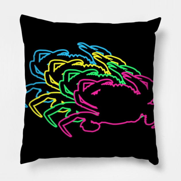 Crab 80s Neon Pillow by Nerd_art