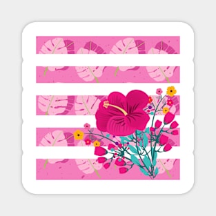 Stripe flowers and leaves Magnet
