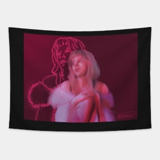 Aurora Aksnes pink neon print Tapestry